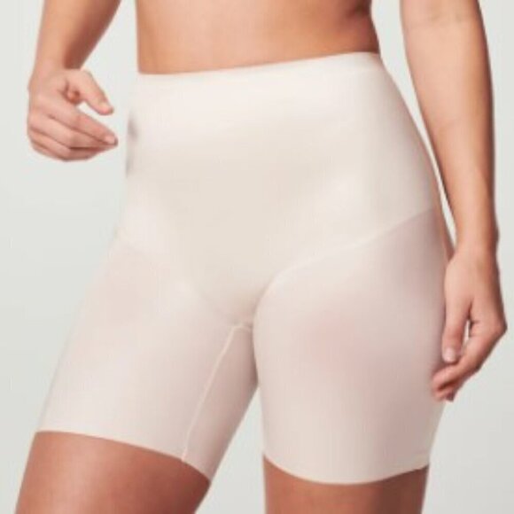 NWT - Satin Shaping Mid-thigh Short - Linen - Size: 2X or 22/24 - Picture 1 of 5